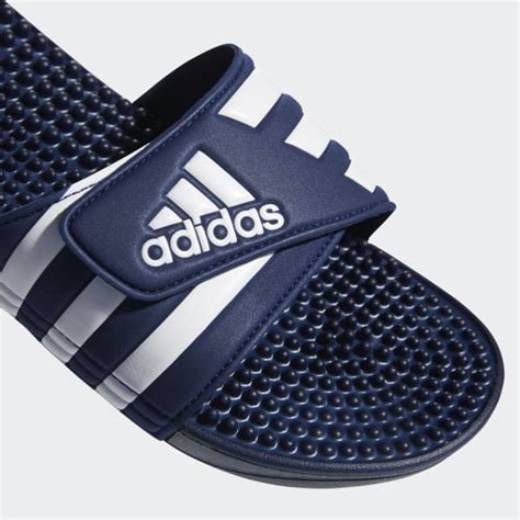 adidas Adissage Slides in Blue and White 